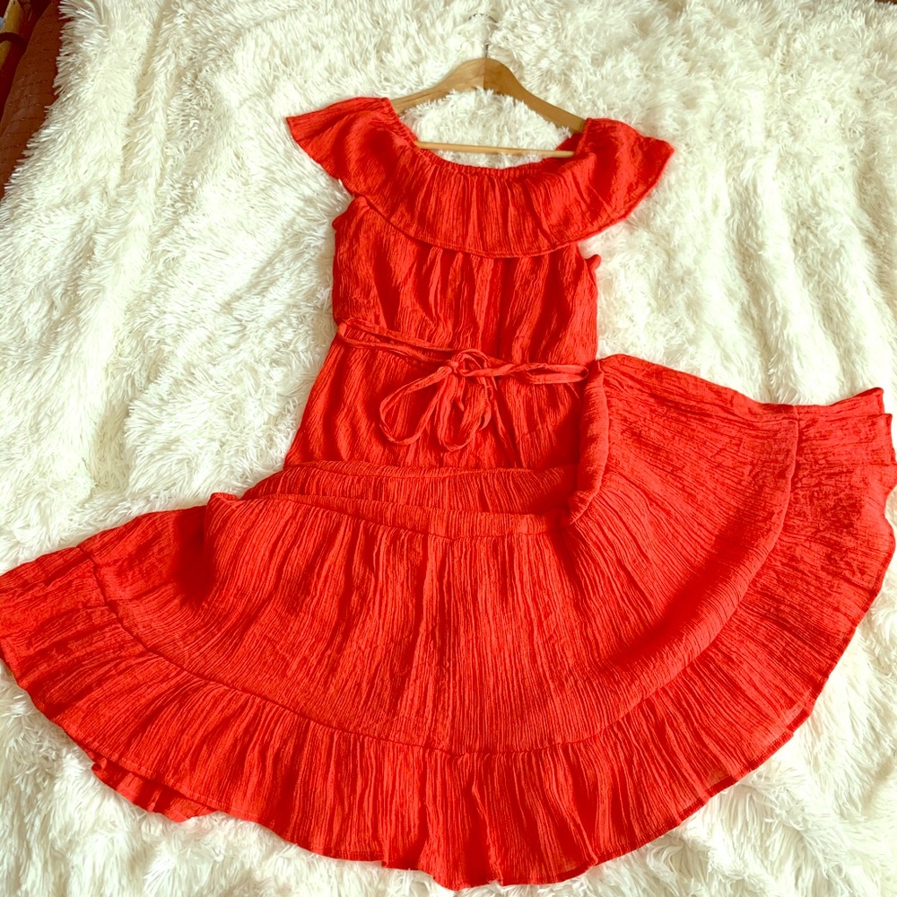 Coral Red Midi Dress